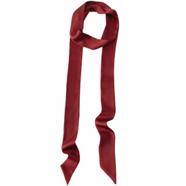 GUZOSJO Solid Color Long Neckerchief Pure Skinny Scarf Necktie Handbag Wrap Handle Satin Belt (Wine Red)