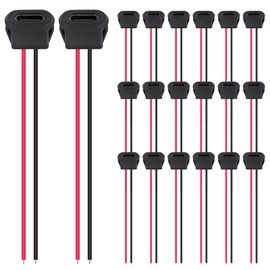 Coliao 20pcs Type-C Female Chassis Waterproof 2P Solder Wire Type USB C Pigtail Cable Extension Power Cable USB-C Plug to 2 Pin Bare Wire Open End Connector