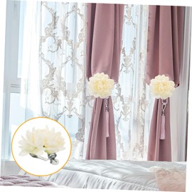 Garneck 2 Pieces Curtain Straps Flower Curtain Clip Decorative White Buckle with Water Lily for Windows Modern Simple Holdbacks for Home Office Decoration