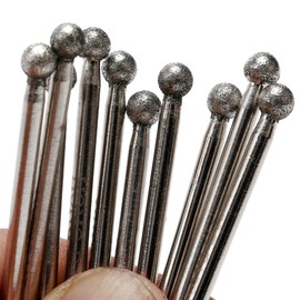 JINGLING Diamond Grinding Bits 5mm 3/16" Round Ball Tipped Burrs with 1/8 Inch Shank for Dremel Tool Accessories Pack of 30Pcs