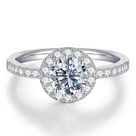 Silver Rings For Women Sterling 925 Moissanite Ladies Ring Set For Wedding Jewellery Box Christmas Gifts For Her Girlfriend Birthday Present Size 6