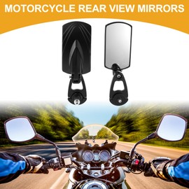 Partuto 1 Set Universal Motorcycle Rear View Mirrors Bar End Side Mirrors Mount Adjustable Aluminum Black Square Shape