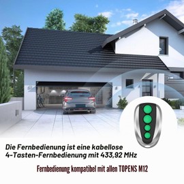 433.92 MHz Garage Door Remote Control Compatible with All Topens M12, 4 Buttons Remote Control Gate for Automatic Sliding Gate Opening Garage Door Opener Wireless Transmitter Controller (Pack of 2)