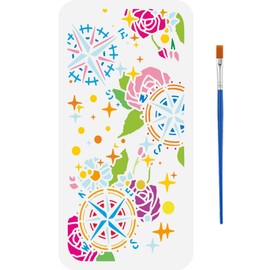 FINGERINSPIRE Vintage Compass Painting Template with Brush 5.9x11.8inch Flowers Painting Template Dot Painting Stencil Nautical Painting Stencils Reusable DIY Art Craft Stencil for Wood Floor Wall