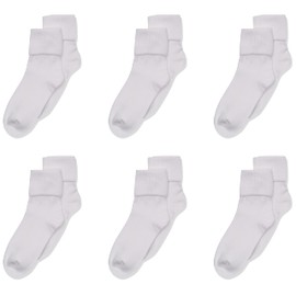 Jefferies - Calcetines sin costuras para niñas pequeñas (paquete de 6), Blanco, Large