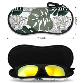 NPOOYI Sunglasses Soft Case, Ultra Light Portable Neoprene Zipper Glasses Case for Men Women, Green Leaf