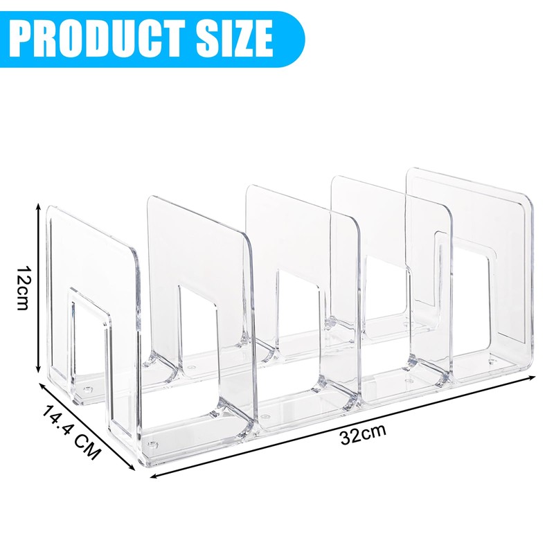 ASelected 2 Pack Acrylic Magazine Holder,4 Slots Clear Multifunctional Desktop