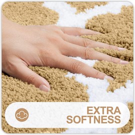 Homaxy Non-Slip Bath Mat, Bathroom Rug, Washable, High Pile, Bath Rug, Fluffy, Microfibre, 50 x 76 cm, Beige
