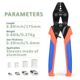 iCrimp CWR1522 Wire Rope Crimping Tool with Cutting Function for Cable Railing, Hand Swaging 0.1~2.2mm Aluminum Oval Sleeves,Alloy Double Sleeves (CWR1522)