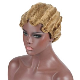 Bybrana Hair Short Finger Wavy Wig Curly Black Cute Nuna Wig Real Retro African Black Wigs for Women Mommy Wig Is Looks Natural (brown)