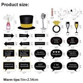 52 Pack Wedding Photobooth Props Kit Wedding Selfie Props Accessories for Wedding, Bridal Shower, Engagement, Bachelor Party Favor Decorations