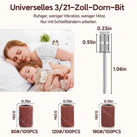 ALLE'S Nail Cutter Attachments, Pack of 300 Sanding Sleeves, Nail Cutter Bits for Gel Nails Attachments, Professional Grinding Caps, Grinding Fringe for Sharpening Nails Trimming Nail Design