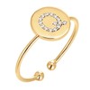 PAVOI Womens 14K Yellow Gold Plated Disc Initial Adjustable Ring