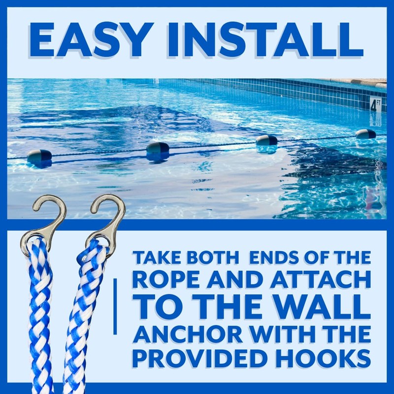 Poolzilla 18ft Swimming Pool Safety Rope and Float Kit Pre-Assembled
