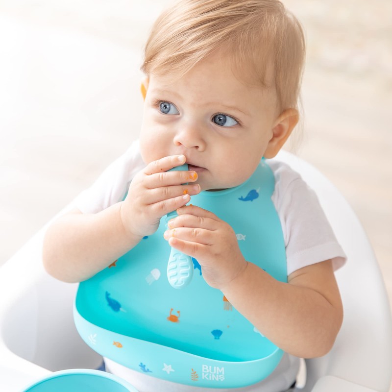 Bumkins Baby Utensil Set, Silicone Trainer Spoons for Dipping, Soft