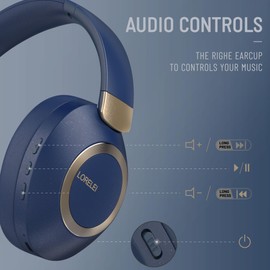 LORELEI B-C6 Kabellose Over-Ear-Kopfhörer, 50H Playtime Faltbare, leichte Bluetooth-Headsets, Tiefe Bässe, eingebautes Mikrofon, Ohrenschützer aus Memory-Schaumstoff, für Reisen(Navy)