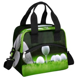 Sport Golfs Pattern Insulated Lunch Bag Women Reusable Lunch Tote for Adult Men Adjustable Shoulder Strap Cooler Durable Lunch Box for Office Work Picnic Travel