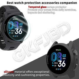 GKFJBD Compatible for Coros Pace 4 Screen Protector & Case，HD Tempered Glass Protective Film and Silicone Soft Cases (Pack of 3+2)