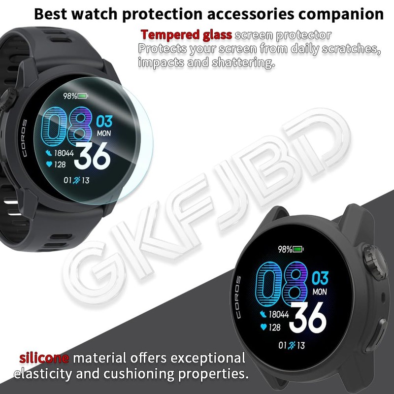 GKFJBD Compatible for Coros Pace 4 Screen Protector & Case，HD