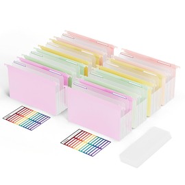 ThinkTex Plastic Expanding Hanging File Folders,Reinforced 4.72" Hanging Accordian Folder，Large Capacity one Pocket, Removable Labels,Insertable Tabs, Letter Size for Filing Cabinet -8 Pack