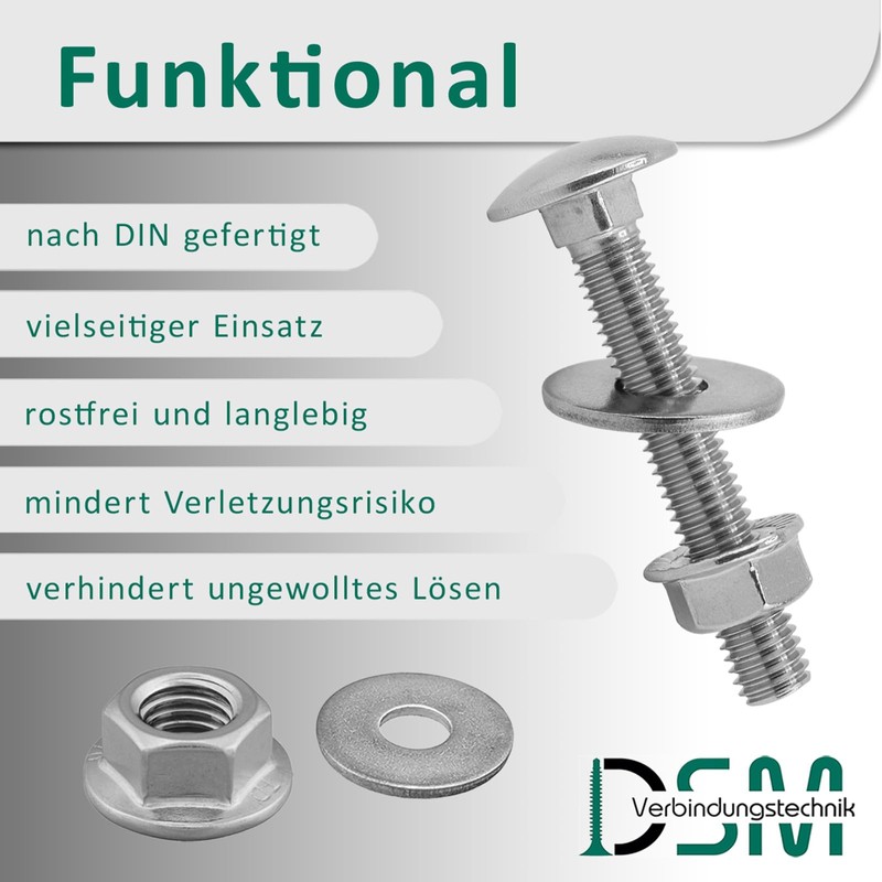 DSM - Carriage Bolts M6 x 120 mm DIN 603