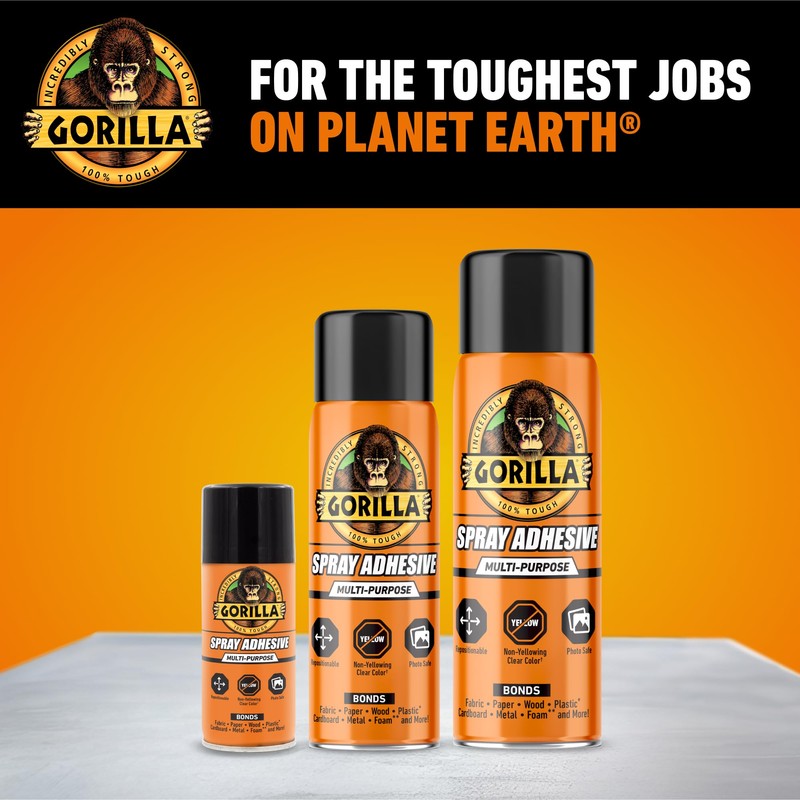 Gorilla Heavy Duty Spray Adhesive, Clear Glue, 14 Ounce (Pack