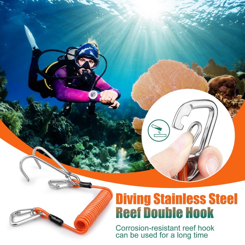 Pluzluce Scuba Diving Reef Double Hook, Drift Safety Telescopic Spring