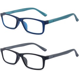 RaoOG Reading Glasses for Men Women Blue Light Blocking - 2 Pack Computer Readers Choose Your Magnification +2.25