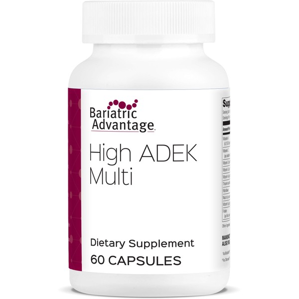 Bariatric Advantage High ADEK Multi - for Bariatric Surgery Patients - Multivitamin with Vitamins A, D, E, K & Trace Minerals - 100%+ DV of ADEK - 60 Capsules