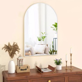 DUQIMO White Arched Mirror 24x36 Inches,Wall Mounted Mirrors with Tempered Glass for Bathroom, Entryway or Living Room