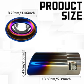 QKYS 2.5"-3.3" Chrome Exhaust Tips Muffler Tips, Adjustable Straight Pipe Exhaust Kit Finish Exhaust Tailpipe, Universal Car Exhaust Pipe Flue Muffler Modification Tail Throat Tail Pipe (Blue)