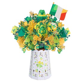 CUTE POPUP - St Patrick's Day Pop Up Cards, Unique Green Shamrock Design 3D Card, New Grand Opening Card, Surprising Present for Kids, Good Luck, Get Well for Family and Irish Friends