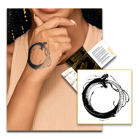 Ubica Temporary Tattoo Adult Fake Tattoo Realistic And Long-Lasting Non-Reflective Waterproof 1-2 Weeks Black Eternal Dragon 3in x 3in