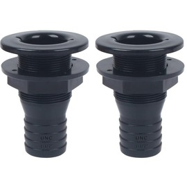 1-1/2in Thru Hull Fittings for Boats, ABS Plastic Through Hull Fitting, Thru-Hull Connector Fitting, Boat Plumbing Fittings Accessory, Thru Drain Connector for Boats, Yachts, Marine (Black/2Pack)