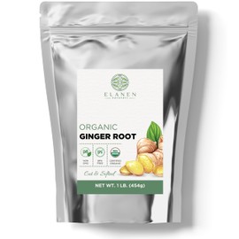 Elanen Naturals Organic Dried Ginger Root 1 lb. (16 oz.), USDA Certified Organic Dry Ginger Root Spice, Cut & Sifted