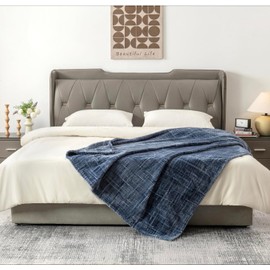 COOVA Cozy Soft Fleece Flannel Blanket Twin Size 60x80 Inches,350GSM Luxury Jacquard Blanket,Lightweight Plush Warm for Sofa Couch Bedding and Traveling Camping Gift,Graphite Navy Blue