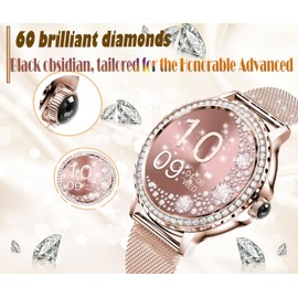 HQNLSY Smart Watch for Women with Diamonds (Answer/Make Call),1.3''Full Touch Screen Smartwatch for Android Phones,Fitness Tracker with Heart Rate/Blood Oxygen/Sleep Monitor