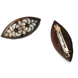 Natural Wood Pearl Fancy Hairpin-Mirror Beauty set for girls-Mother of pearl inlaid hand work-Clip hairpin for women-Makeup Mirror-Bag mirror Handmade 100% (Only hairpin)