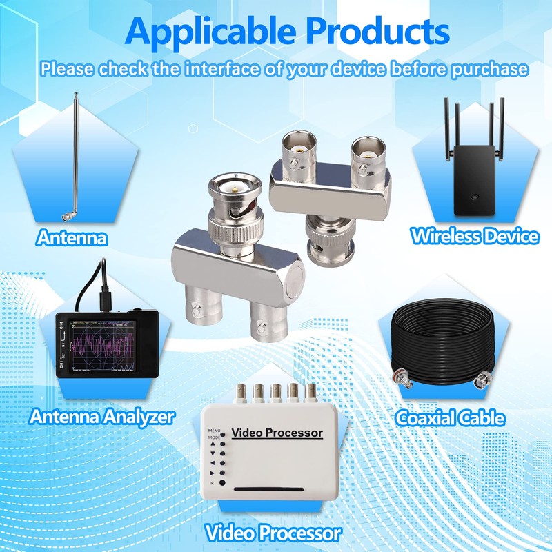 TUOLNK 2PCS BNC Male to Dual BNC Female 3-Way RF