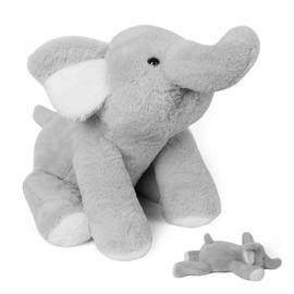 JellyMallow 5 lbs 24" Weighted Elephant Stuffed Animals Gray, Giant Elephant Plush Pillow Huggable Plushie for Kids and Adults