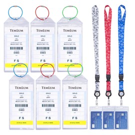 Temlum 6pcs Cruise Luggage Tag Holder & 3pcs Cruise Lanyards for Ship Cards, Waterproof Clear Luggage Tags Lanyard with Card Holder Cruise Accessories