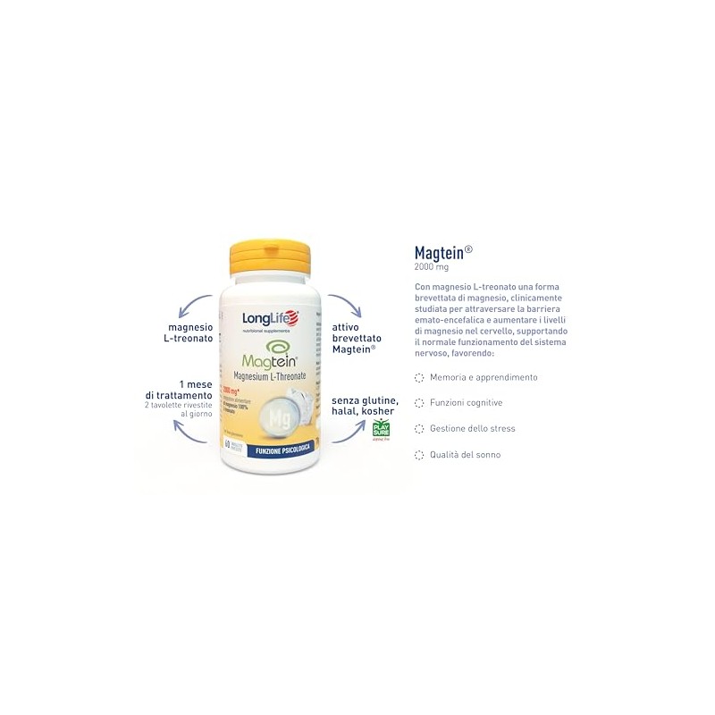 LongLife MagTein® | Magnesio L-Treonato | Supporto cognitivo e memoria