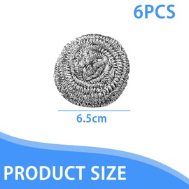 6PCS Stainless Steel Scourer, Thick & Strong Wire Scourer, Wire Wool Cleaning Pads, Effective Clean Scrubbing pad, weight 20g