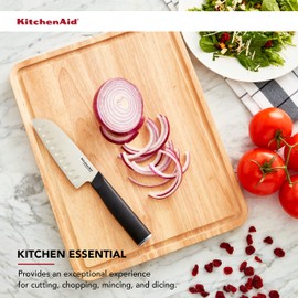 Kitchen Aid Classic Rubberwood Cutting Board with Perimeter Trench, Reversible Chopping Board, 11-inch x 14-Inch, Natural