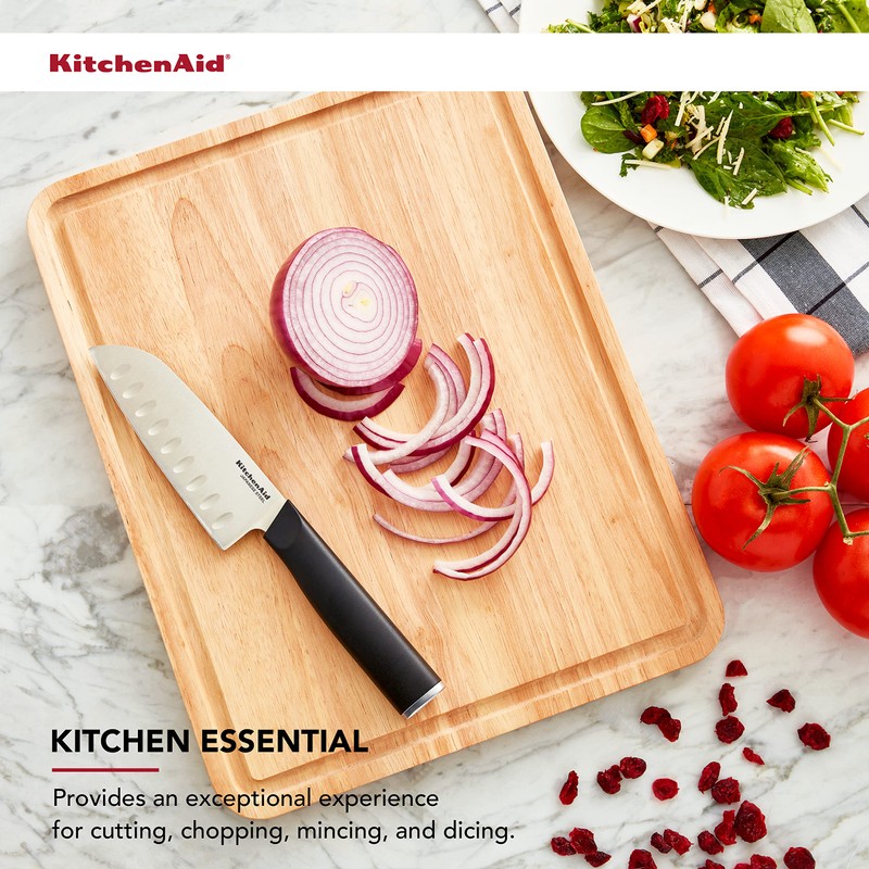 Kitchen Aid Classic Rubberwood Cutting Board with Perimeter Trench, Reversible