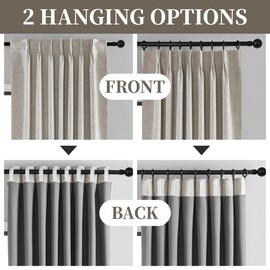 Cniuyhi Linen Textured Pinch Pleat Curtains 84 Inches Long, Total Blackout Beige Back Tab Curtains, Full Shade Double Pinch Pleated Drapes with Hooks for Sliding Door, 50" x 84", 1 Panel