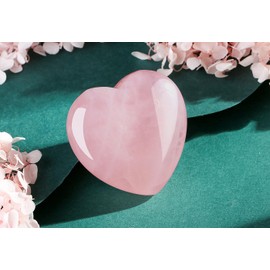 DUQGUHO 60mm Rose Quartz Crystal Heart Large Healing Crystals Heart Love Shaped Stone Palm Pocket Reiki Balancing Birthday Crystal 1PC
