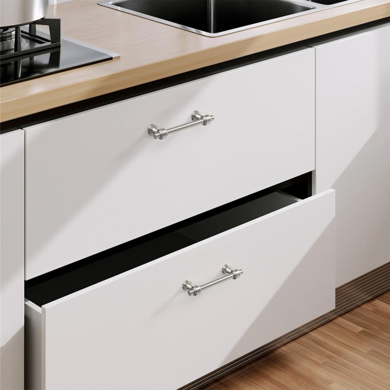 9BUILD 10 Pack 3.75 Inch Brushed Satin Nickel Kitchen Cabinet