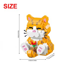 NOOLY Animals Mini Building Blocks for Home and Office Decoration WKLJM-06 (Orange Cat, 834 Pieces)