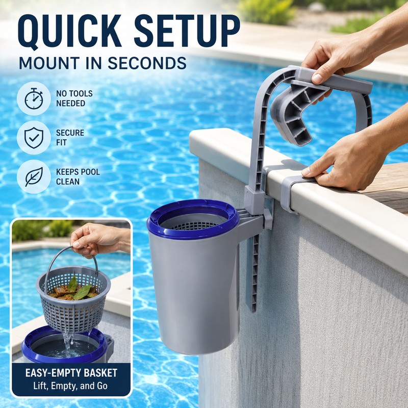 Pool Surface Skimmer for Above-Ground Pools – Wall Mount Cleaning